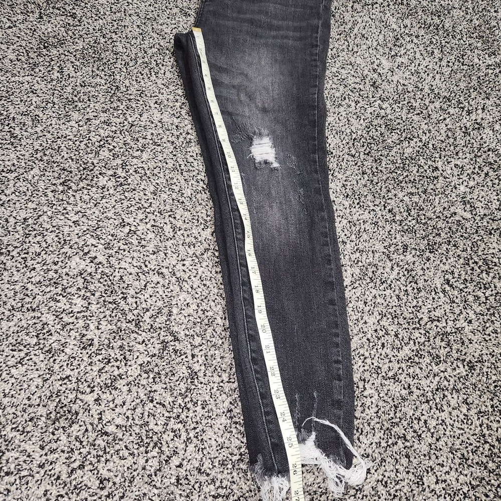 Judy Blue Button Fly Black Hi Rise Skinny Jeans Rawhem Frayed Destressed Sz 7/28 - Picture 5 of 6